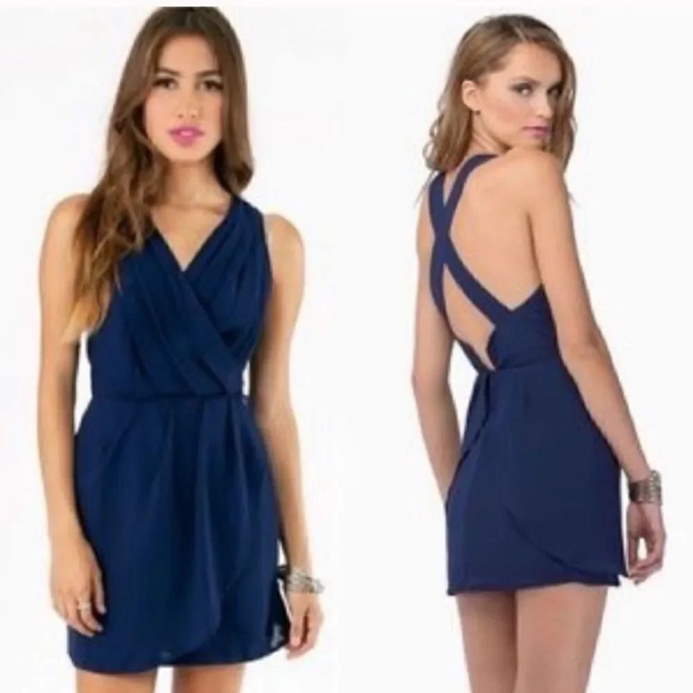 Tobi Navy Blue Cross Back Mini Dress